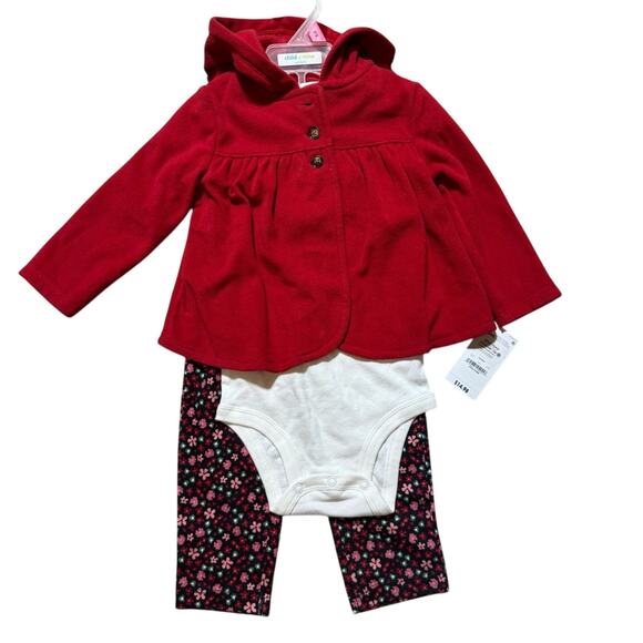 Carter's Other - NWT - Carter's Red Hooded Jacket and Floral Leggings Set